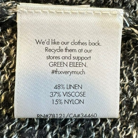 Eileen Fisher Linen Viscose Grey Shimmer Crochet‎ Knit Open Cardigan Womens M - Picture 3 of 5